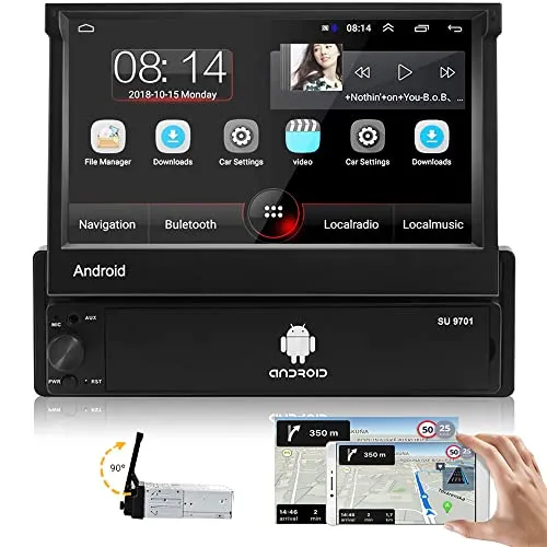 CAMECHO 7 Pollici Autoradio 1 Din GPS con schermo Supporta Bluetooth/FM Radio/WiFi/Mirror Link per telefono Android iOS