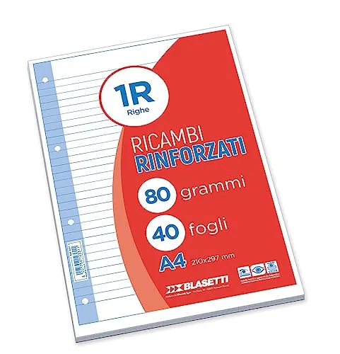 Blasetti 2331 40+1 Ricambi rinforzati, A4 , Righe 1R, 80 gr