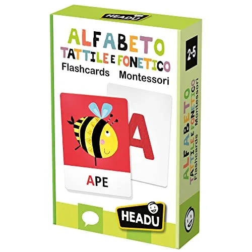 Headu Flashcards Alfabeto Tattile E Fonetico Montessori Leggi Tocca E Ascolta It23752 Gioco Educativo Per Bambini 2-5 Anni Made In Italy