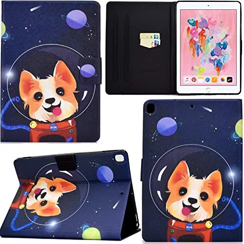 DodoBuy Custodia per iPad 10.2"/iPad PRO 10.5/iPad Air 10.5, in Pelle PU Flip Smart Cover Copertura Sottile Case Borsa Titolare Portafoglio Supporto Slot per Schede Chiusura Magnetica - Cane