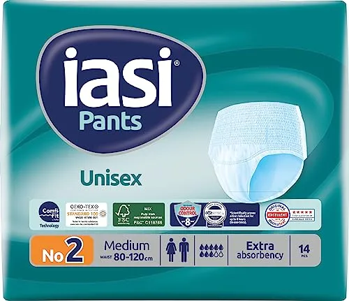 IASI Pants UNISEX Alta Protezione, 14 Mutande Assorbenti monouso, Assorbenza EXTRA, Taglia M, 14 Unità