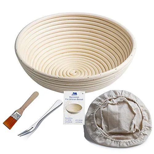 Jingmei Cestino rotondo da lievitazione, diametro: 25 cm, altezza: 8,5 cm Banneton Proofing, 10 "rotondo Banneton Brotform per pane e impasti Proofing Rising Rattan ciotola(1000g di impasto)