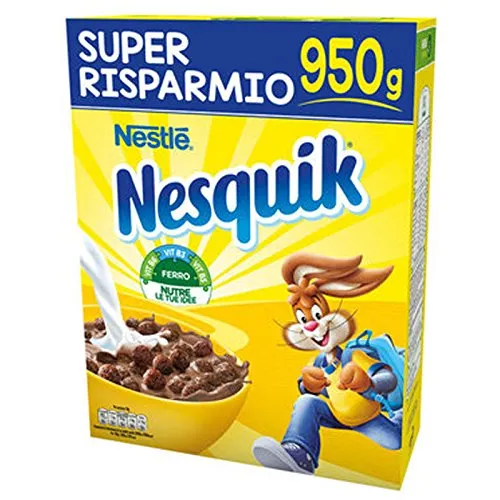 CEREALI NESTLE' NESQUIK CACAO 950 GR COLAZIONE LATTE BAMBINI CIOCCOLATO VITAMINE