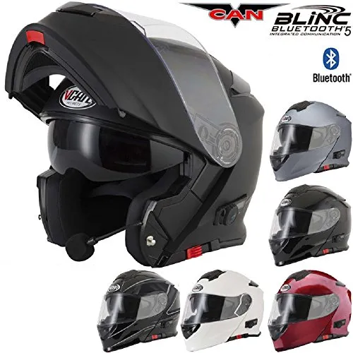 Vcan V271 Lightning - Casco modulare da moto, ribaltabile, Bluetooth Lightning L 