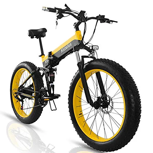 KETELES Bici Elettrica Pieghevole Mtb E-bike Fat Bike, Bicicletta Elettrica a Pedalata Assistita Unisex Adulto, Batteria Removibile da 48V 15A, Pneumatici da 26” x 4.0”