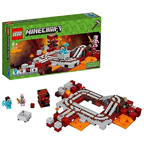 LEGO- Minecraft Ferrovia del Nether Costruzioni Piccole Gioco Bambina Giocattolo, Multicolore, 21130