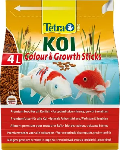 Tetra Pond Koi Sticks Colour & Growth - Mangime per tutti i Koi, favorisce una crescita sana e resistenza per una colorazione naturale, 4 l