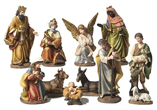 Idea Natale: Presepe natività composto da 11 statue soggetti in resina decorata (30 Centimetri)