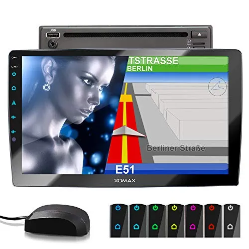 XOMAX XM-2DN1005 Autoradio con mirrorlink, navigatore GPS, vivavoce bluetooth, schermo touch screen 10,1 pollici / 25,7 cm, RDS, DVD, SD, USB, 2 DIN