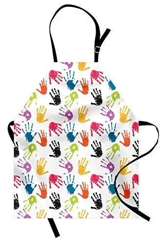 ABAKUHAUS Asilo Grembiule, Colorful Bambini, Comodo per la Cucina Unisex con Collo Regolabile per Cucinare Cuocere Arrostire e Giardinaggio, Giallo Teal e Red
