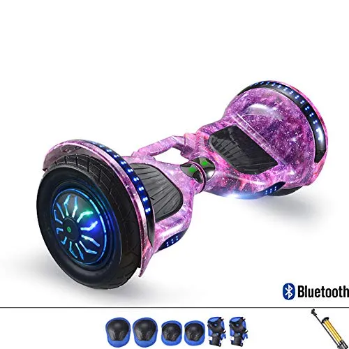 W-star modalità di Sicurezza per Bambini 10 'Hoverboard, La Musica con Bluetooth E Luci A LED E Le Ruote Lucenti, E Forte Motore Dual 2 * 350W Pattino Elettrico LED Auto Balance Scooter,Viola