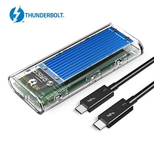 [Certificazione Intel] ORICO Case Thunderbolt 3 (40 Gbps) per M.2 NVMe SSD, Box esterna in alluminio per M2 PCIe M-Key 2280 con cavo Thunderbolt 3 (SSD non incluso)