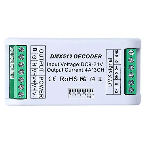 CHINLY 3 canali DMX 512 RGB LED Strip 12A controller DMX Decoder Dimmer driver DC12V-24V per RGB Modulo LED Strip
