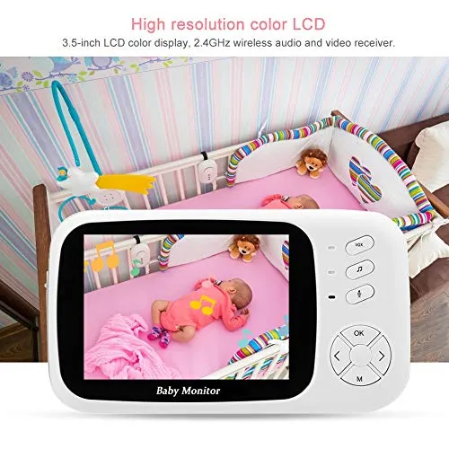 Weikeya Baby Sleep Monitor, Baby Monitor da 3,5 Pollici Rilevamento Pratico della Temperatura Citofono bidirezionale Telecamera IR Durevole per la casa(Norma Europea (100-240v))