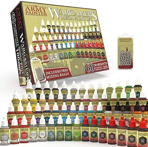 The Army Painter Wargamers Mega Paint Set - 60 Set Colori Bottiglie A Goccia Da 18ml Di Vernice Per Plastica Colori Acrilici Per Warhammer 40k E Dungeons & Dragons Miniature