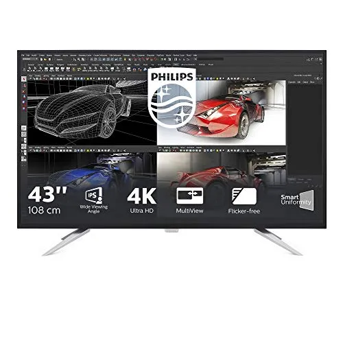 Philips BDM4350UC Monitor da 43", 4K UHD 3840 x 2160, LED IPS, Multiview ( PiP, PbP ), Audio Integrato, 2 HDMI, 2 Display Port, VGA, USB, Vesa