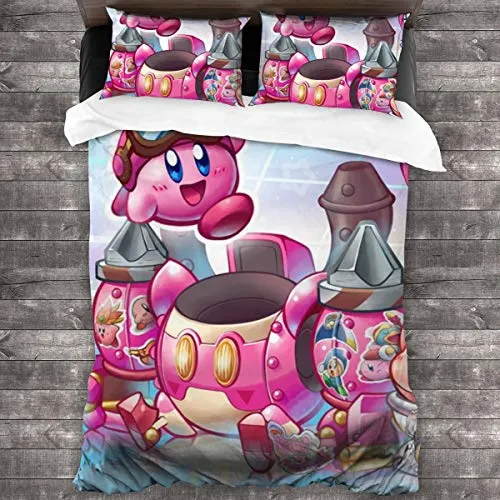 Anime Kirby Planet Robobot Super Smash Bros - Set di biancheria da letto, 3 pezzi, 86 x 70 cm, 2 federe e 1 copripiumino