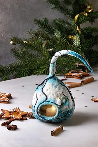 Lanterna a mano in feltro con decorazione natalizia con alberi gufo Inverno portacandela a led luci stagionabili
