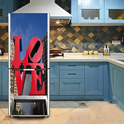 Yazi - Adesivi per frigorifero, motivo Art Love, in vinile, 60 x 150 cm