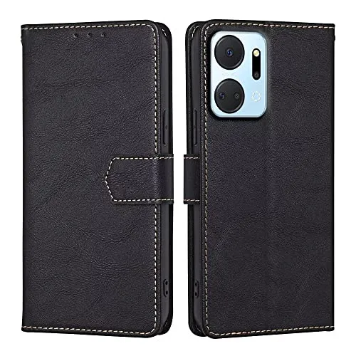 RankOne Cover per HONOR X7a (6.75" Inches), Custodia Flip Pelle Portafoglio, Magnetica Libro Bumper Cover Case - Nero