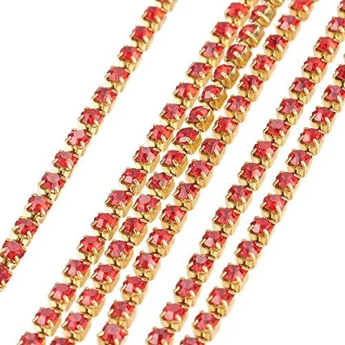 NBEADS 4 Pacchi da 2 mm Grado A Cristallo Strass Catene Close Cup Catena Taglio Artiglio Catena per L' Artigianato Gioielli di Sarchiatura Decor, 4.4 M/Bundle Hyacinth