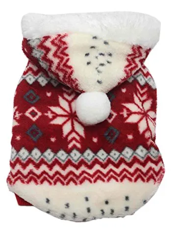 SAMGU Cappotto Caldo Animale Domestico Cane Felpa con Cappuccio Natale Inverno Maglione Costume Cane Color Rosso Size Large