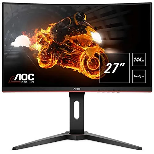 AOC Monitor Italia AOC C27G1 Monitor Gaming Curvo da 27", FHD 1920 X 1080 a 144Hz, 2 X HDMI, Regolabile in altezza, Nero/Rosso