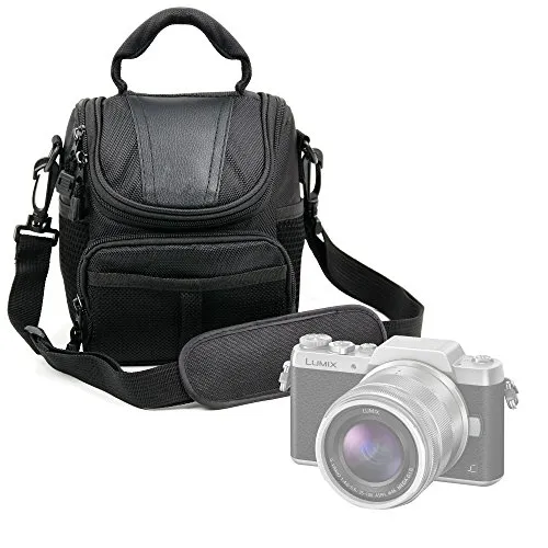 DURAGADGET Borsa porta-tutto, nera, per fotocamere Nikon D5600, Panasonic GF9 / Lumix DC-FZ82, Polaroid Pop, 14 x 10 x 13 cm