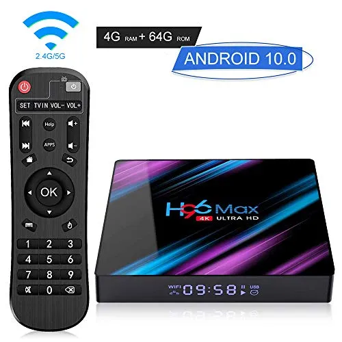 H96 Max Android 9.0 TV Box 4 GB RAM 64 GB ROM Smart Box con processore RK3318 Quad-Core 64 bit, supporto Wi-Fi, 2.4 G 5G 3D 4 K Ultra HD Bluetooth 4.0