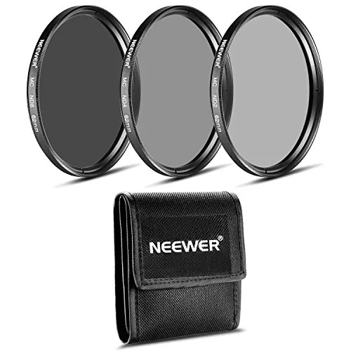 Neewer 62mm Set di Filtri a Densità Neutra per Fotografia (ND2 ND4 ND8) + Stoffa di Pulizia per Reflex Digitali Pentax con Obiettivo Zoom 18-135mm e Sony Alpha con Obiettivo Zoom 18-135mm