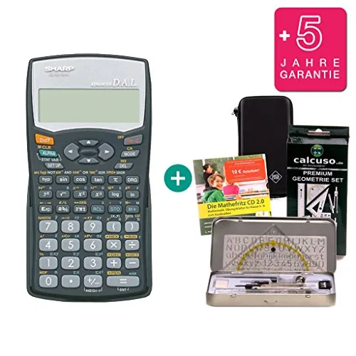 Set completo per il giovane matematico: Sharp EL-531WHB WH + Custodia + CD di apprendimento (in tedesco) + Set di geometria + Garanzia 5 anni