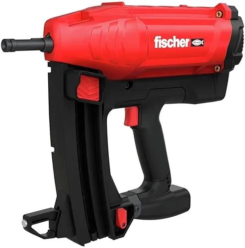 FISCHER, Pistola per chiodi, chiodatrice elettrica a gas FGC 100 per fissaggio lamiera, profili, gesso e acciaio, con due batterie da 7,2 V e 3 Ah a 2 colpi al secondo