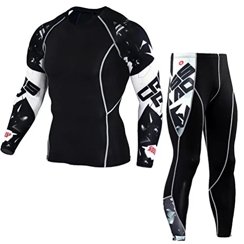 YiJee Uomo Sportivo Abbigliamento Manica Lunga Tight T-Shirt Fitness Jogging Pantaloni Compressione Come Immagine5 L