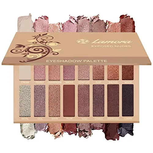 Palette Ombretti Trucchi Make Up Occhi - 16 Colori Nudo Satinati e Matte Professionali - Altamente Pigmentata, Caldo Bronzo Naturale - Set Vegano/Non Testato Sugli Animali