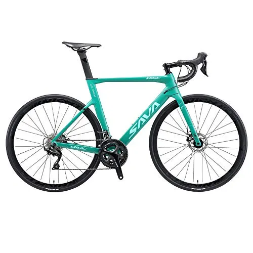 SAVADECK Freni a Disco Bici da Strada 700C Bici da Corsa in Carbonio Bicicletta in Fibra di Carbonio con cambio Shimano 105 R7020 22-velocità Ruote in Carbonio e Freno a Disco Idraulico (Blu, 54cm)