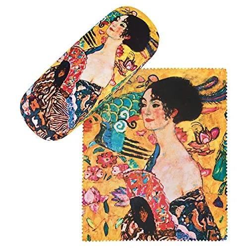 VON LILIENFELD Portaocchiali Astuccio Occhiali Leggero Stabile Colorato Compatto Gustav Klimt: Signora con ventaglio