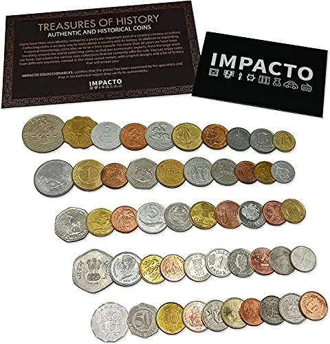 IMPACTO COLECCIONABLES Monete - Collezione di Monete - 50 Monete del Mondo da 50 Paesi Diversi