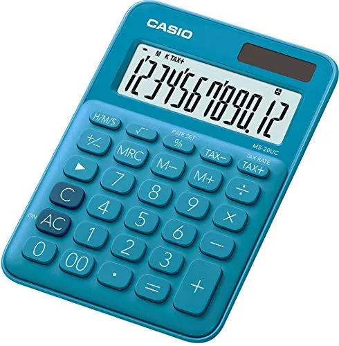 Casio MS-20UC-BU Calcolatrice da Tavolo, Blu