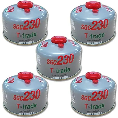 T-Trade Multipack 5 Pezzi Bombolette Gas Butato SGC230 Attacco a Vite Catering Campeggio Casa Fornelli
