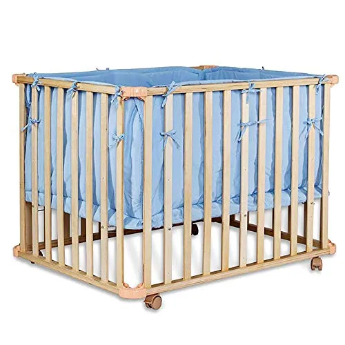 Dibea BB00440, Lettino mobile con sponde per bebè e bambini, regolabile in altezza, adatto per materassi 90 x 60 cm, blu