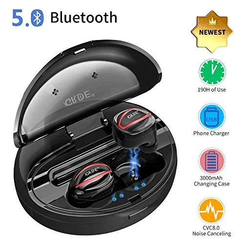 Cuffie Bluetooth Senza Fili, Auricolari Bluetooth 5.0 Super Bass True Wireless Sport In Ear con 3000mAh Scatola Ricarica, 190 ore di Riproduzione, Riduzione del Rumore CVC8.0 [Nuovo Aggiornato]