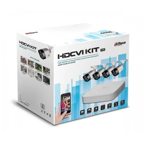 Kit Videosorveglianza Dahua HAC-KIT002 HDCVI con Dvr 8 canali, 4 telecamere fisse IR 720P e 1 HD 1Tb, alimentatore e cavo