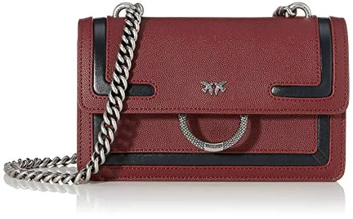 Pinko Mini Love New 1, Borsa a Tracolla Donna, Multicolore (Bordeaux/Antracite), 6x12.8x20.8 cm (W x H x L)