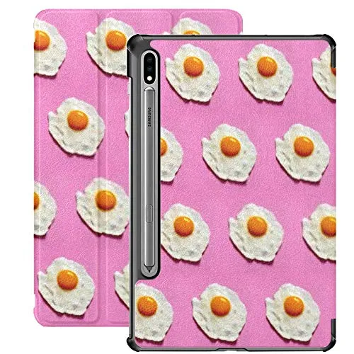Galaxy Tablet S7 Plus Custodia da 12,4 pollici 2020 con portapenne S, uova fritte su sfondo rosa Custodia protettiva Folio sottile per Samsung