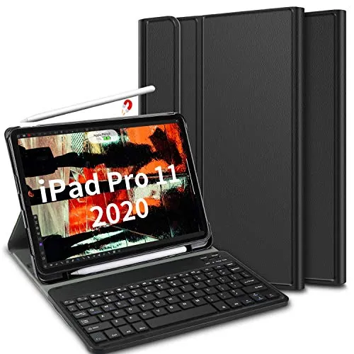 ELTD Tastiera Custodia per iPad PRO 11, [Layout Italiano（é.ç .§）], Pelle PU Custodia con Rimovibile Wireless Keyboard Tastiera per iPad PRO 11 2020, Nero