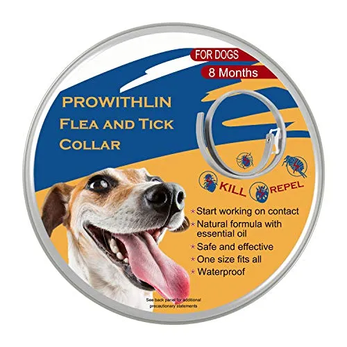 Regolabile Collare Antipulci per Cani di Taglia Piccola, Media e Grande - Impermeabile | Trattamento delle Pulci per Cani | 8 Mesi di Protezione Efficace Olio Essenziale Naturale | Collare per Cani
