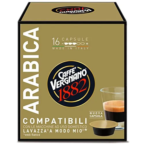 Caffè Vergnano 1882 Capsule Caffè Compatibili Lavazza A Modo Mio, Arabica - 8 confezioni da 16 capsule (totale 128)