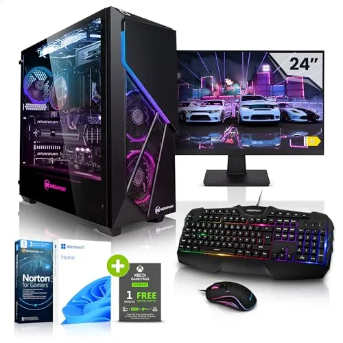 Megaport Completo PC Gaming Striker AMD Ryzen 7 5700X 8x 4.60 GHz Turbo • 24” Schermo • Windows 11 • Nvidia GeForce RTX3060 12GB • 16GB DDR4 • 1TB M.2 SSD • Tastiera/Mouse • pc da gaming