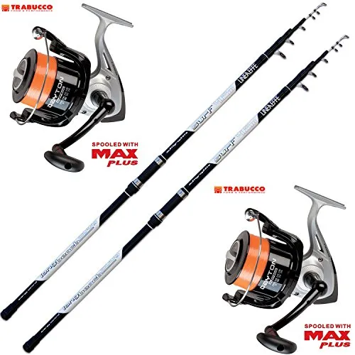 Evo fishing Kit Pesca 2 Canne Surf + 2 Mulinello Trabucco Dayton 8000