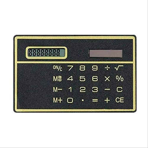 PXNH Calcolatrice ultra sottile a 8 cifre a energia solare con touch screen Design della carta di credito Mini calcolatrice portatile 85 * 54 * 3mm Nero